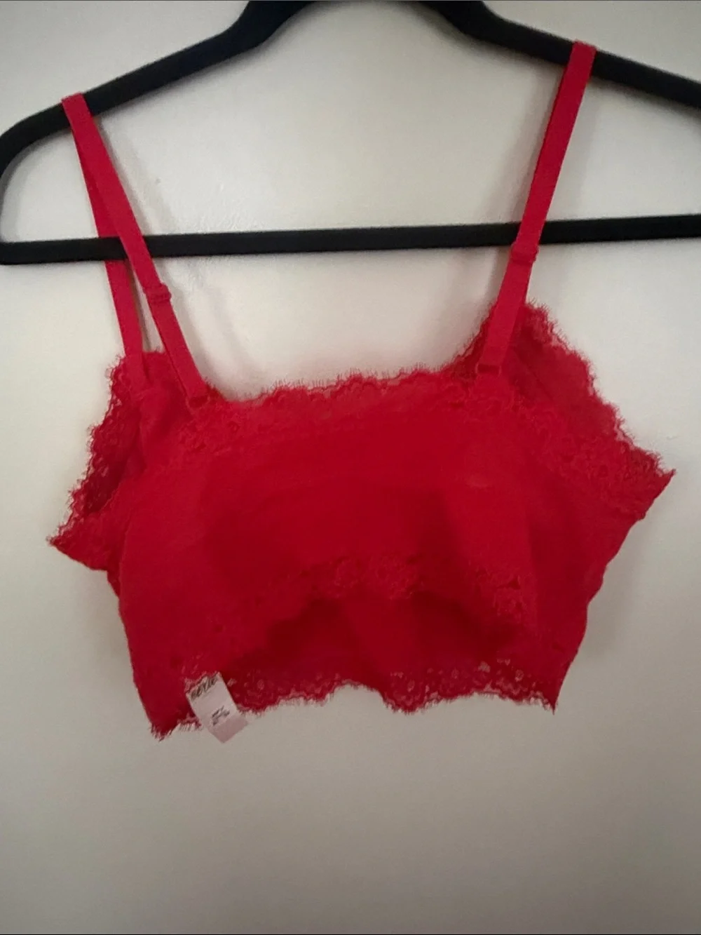 aerie Red Lace Bralette with Scalloped Hem